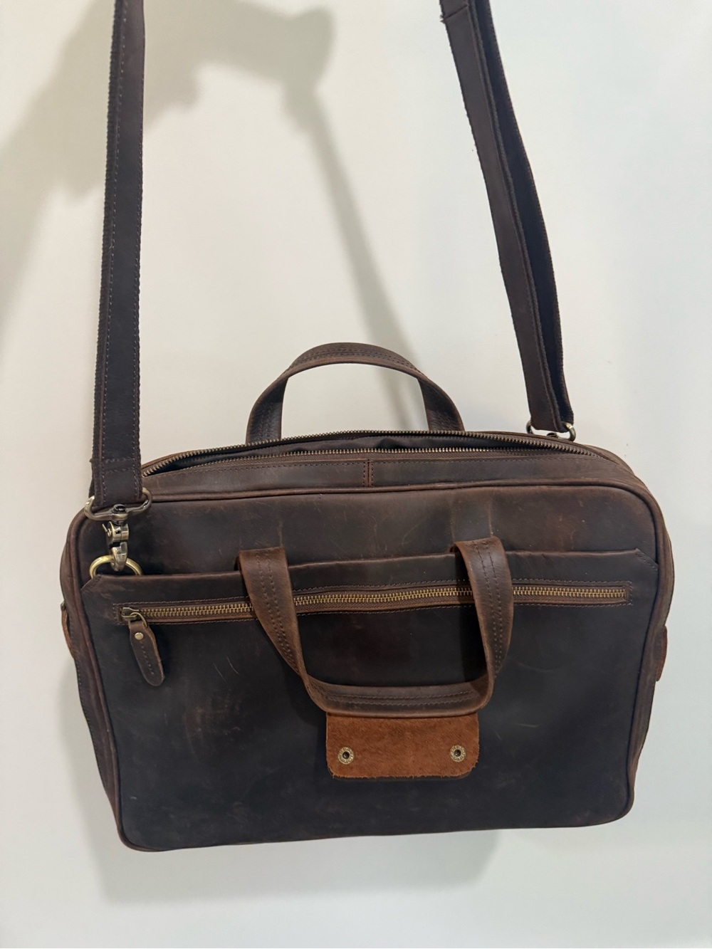 Men's Leather Computer Bag - Picture 7 of 8